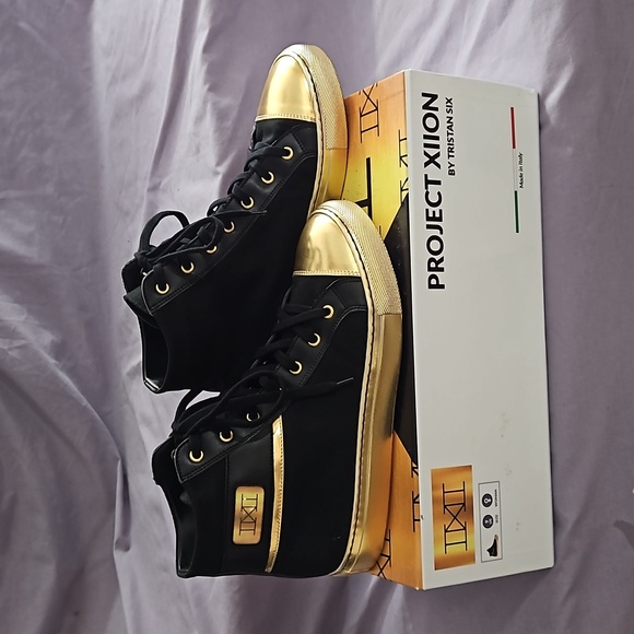 PROJECT XIION RARE Black/Gold Classic Hi-Top Womens Sneaker/Tristan Guthrie-Sz 9 - Picture 6 of 13